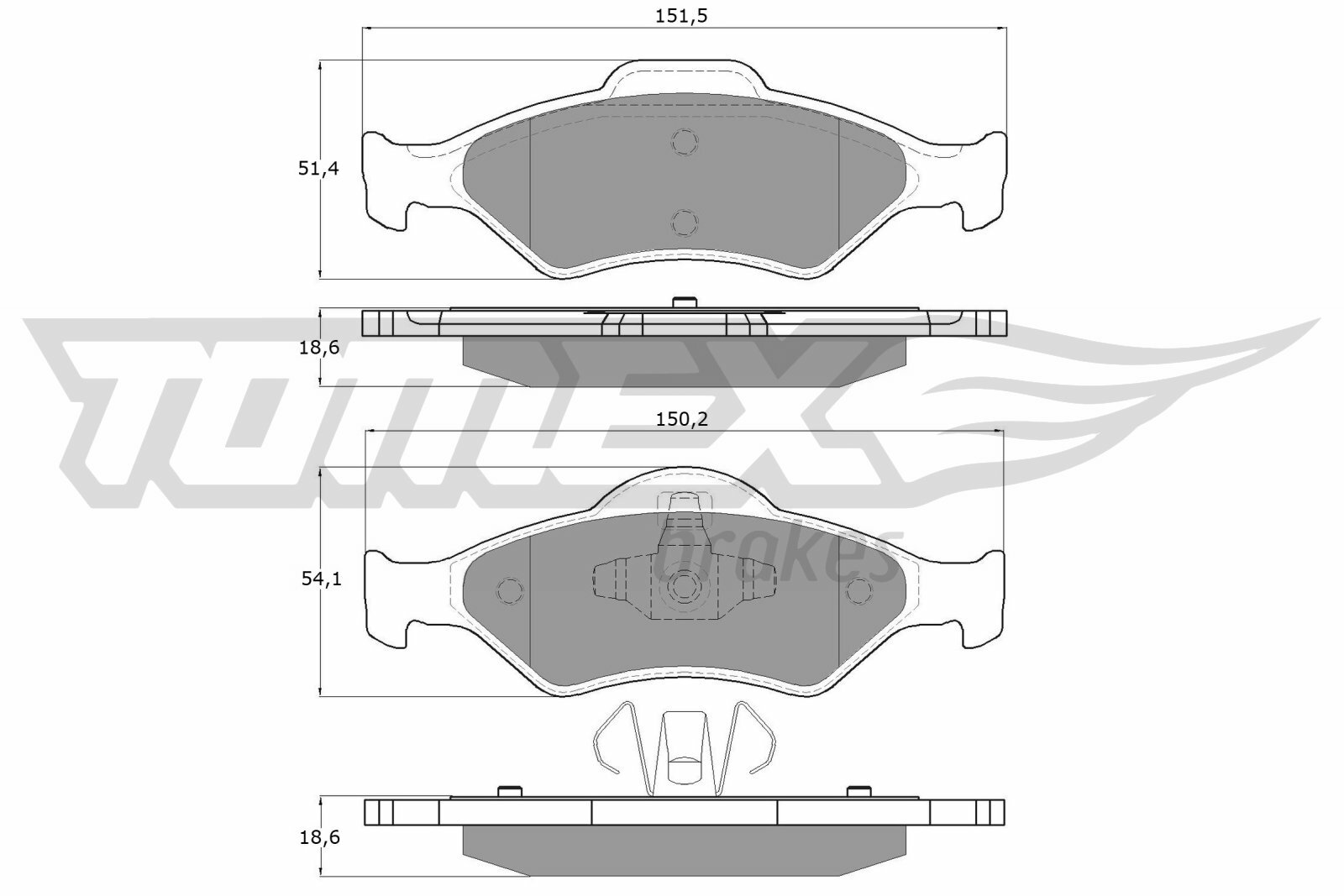 Sada brzdových destiček, kotoučová brzda TOMEX Brakes